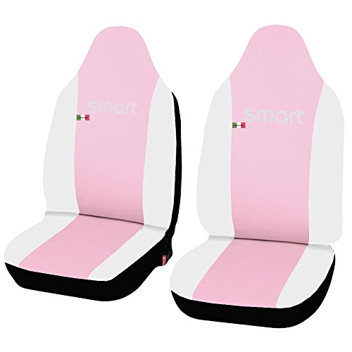 Lupex Shop Smart.2S.Ec_Rosa.Bi Funda Ajustable para Asiento de Coche de Piel Sintética de Color Rosa/Blanco