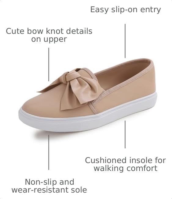 Image of FEVERSOLE Women's Casual Slip On Sneaker Fashion Bow Tie Loafer Flats