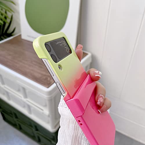 Z Flip 3 Case With Hinge For Samsung Galaxy Z Flip 3 5G Case Gradient Color Glossy Full Protection Women Men Hard Shockproof Cute Heavy Duty Phone Case For Samsung Z Flip 3 Cover (Lemon Rose,Z Flip3) #TOP4