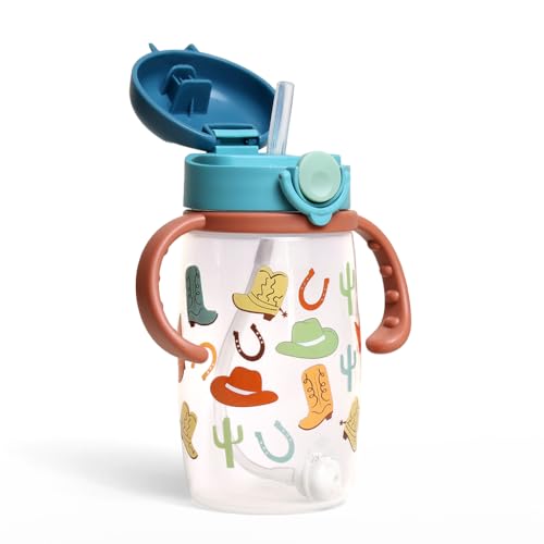 Image of Itzy Ritzy Sippy Cup - Includes Weighted Silicone Straw, Ergonomic Handles & Snap-Close Lid (Western)