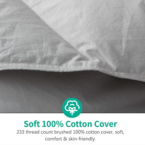 Apsmile King Size Feathers Down Comforter, All Seasons Organic Feathers Down Duvet Insert - 61Oz Geometric Grid Machine Washable Bedding Comforter(106X90, Cloud Grey) #TOP3