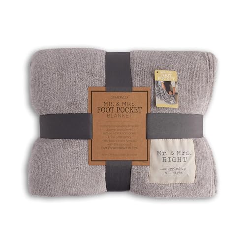 DEMDACO Mr. & Mrs. Gray Foot Pocket Blanket - Together Time Collection - Cozy Living Room Throw for Couples - Romantic Home Decor Gift - Snuggle Blanket for Two - Soft, Warm Winter Throw - 60" x 70"