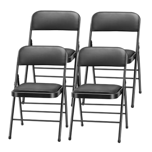 Amazing for less Pack of 4 (Fabric/Vinyl) Steel Frame Metal Foam Padded Folding Chairs (Black, Gray, White)