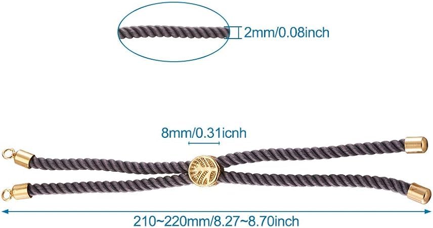 Image of Satra Traders Adjustable Nylon Slider Bracelet Twisted Cord with Brass Findings | Size : 23cm | Qty : 5pcs | Dark Purple