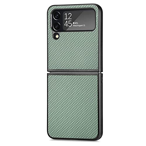 Coque Samsung Galaxy Z Flip 4 en fibre de carbone véritable couleur vert