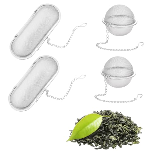 4 Stück Gewürzei, Teeei, Gewürzsieb zum Mitkochen für Losen Tee, Feinmaschiger Teefilter Gewürz...