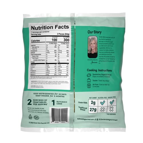 Outer Aisle Cauliflower Bread | Keto, Gluten-Free, Low Carb Cauliflower 'Original' Sandwich Breads | 5 Pack | 30 Thins | Original - Thumbnail 2