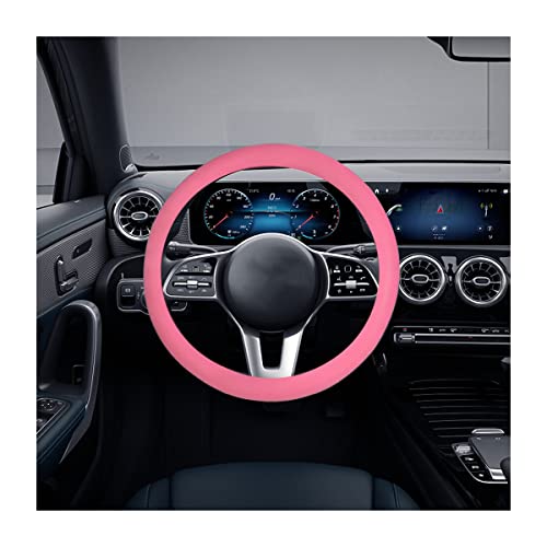 JNNJ Antidérapant Couvre Volant Respirant, Enveloppe De Volant en Silicone, Respirant Élastique Professionnel Couvre De Universelle, Protège Volant Souple Durable Accessoire De Voiture(Rose)