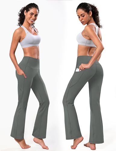 Image of BUBBLELIME 29 inch /31 inch /33 inch /35 inch /37 inch 3 Styles Women's High Waist Bootcut Yoga Pants Basic /Side Pockets Tummy Control Workout Flared