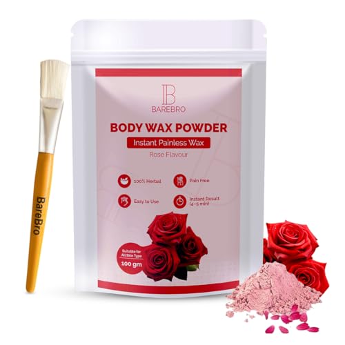 Image of Rose Hair Removal Wax Powder for Women & Men | Professional & Painless Herbal Wax Powder with Natural Ingredients for All Skin Types | Quick, Easy to Apply Hair Removal for Smooth Skin with No Irritation or Skin Rashes 100 Gms