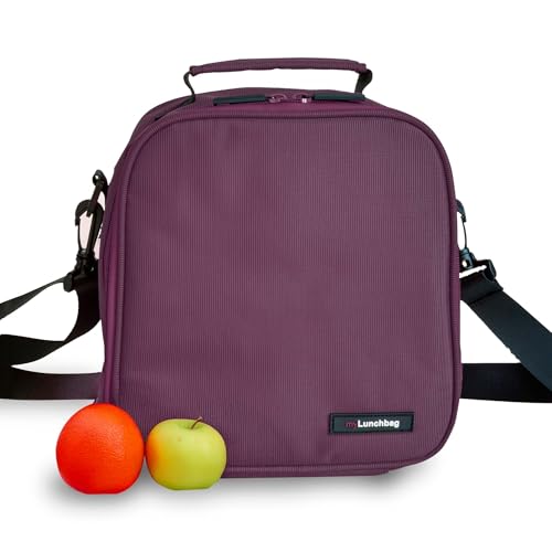Bolsa Térmica Porta Alimentos 3,8l - Lunch Bag con 2 Tapers de Cristal de 0.57l y 0.84l, Bolsa Isotérmica de Cremallera Doble, Loncheras de Trabajo Impermeable para Oficina, Universidad, Picnic, Lila