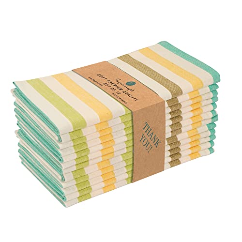 Image of FINGERCRAFT Cloth Napkins Set of 12 Pieces 100% Cotton Fabric Yarn Dyed 20x20 Inches Napkin Cloth for Home, Kitchen, Dining Table Napkins for Hotels, Resturants, Good Absorbency