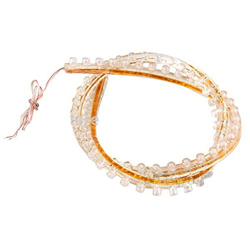 EverBright 2-Pack Amber/Yellow 72CM PVC DC 12V Flexible LED Strip Light For Car motorcycles Decoration Interior Exterior Atmosphere Lamp Bulbs Vehicle DRL Day Running Light without built-in 3M Tape