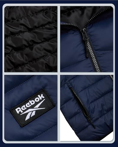 Image of Reebok Mens Puffer Jacket - Lightweight Quilted Glacier Shield Plus Size Puffer Jackets for Men - Insulated Mens Winter Coats