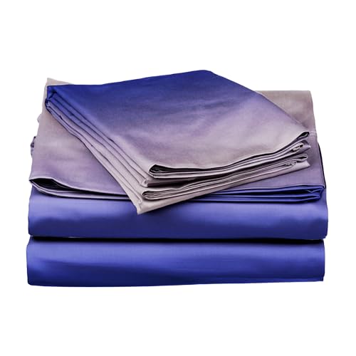 Image of Stoa Paris Satin Bedsheets for Super King Size Bed with 2 Pillow Covers, 300 TC UltraSatin Premium Bedding Set, Gifts for Couples, Wedding, Home Furnishing, Skies of Paris Collection - Taupe, Sapphire