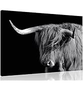 TutuBeer Highland Cow Wall Art Highland Cow Farmhouse Canvas Wall Art Black and White Highland Ca...