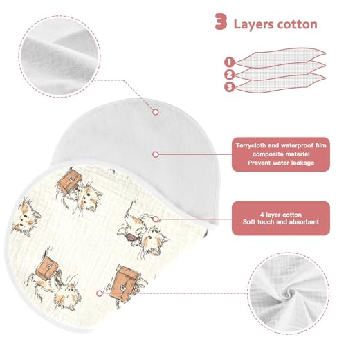 vvfelixl Muslin Burp Cloths Cartoon Kitten Briefcase Baby Washcloths for Baby Girl Boys 2 Pack3