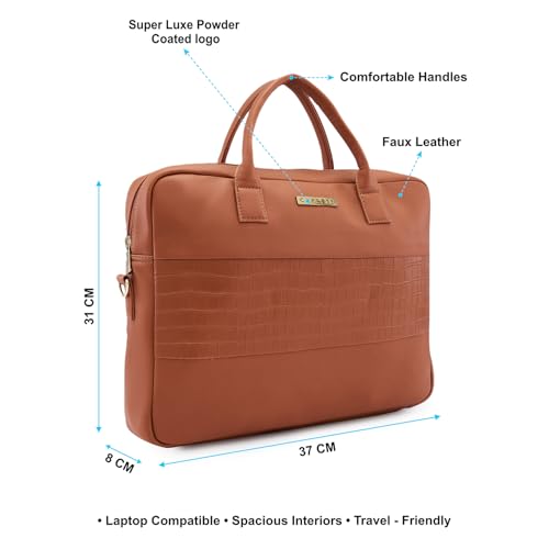 Image of Caprese Shawn Medium 16 Inch Laptop Bag for Women | Stylish 9L Business Handbag with Smart Sleeve & Back Zipper Pocket | Adjustable & Detachable Strap for Office Use