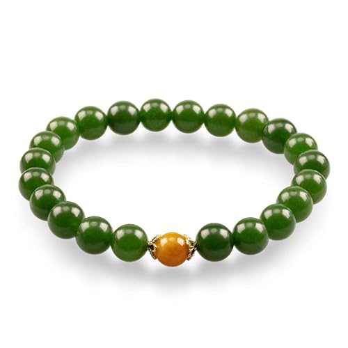 Green Good Luck Wealth Jade Bracelet Jewelry For Women Handmade Stretch Beaded Spiritual Bracelet Gift For Women Mother Girlfriend Sister Daughter Aunt Her 6.5" #TOP14