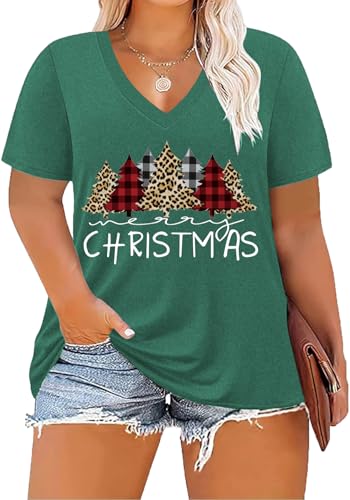 Image of ForHailey Women's Plus Size Short Sleeve Tee Shirt V Neck Basic Ladies Loose Fit T Shirt 1X-5X