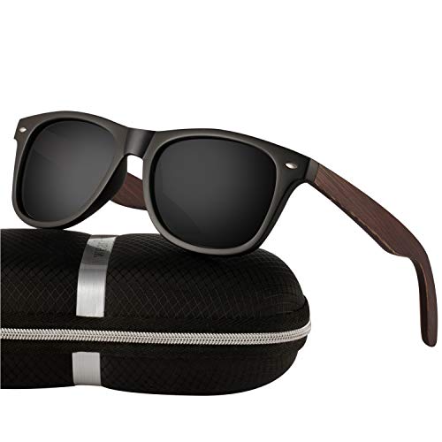 Preisvergleich Produktbild wearPro Sonnenbrille Herren Polarisierte Walnussholz Holz Männer Frauen Sonnenbrillen UV400 Mode für das Reisen mit polarisierten Gläsern W1003 (W MBlackNail)