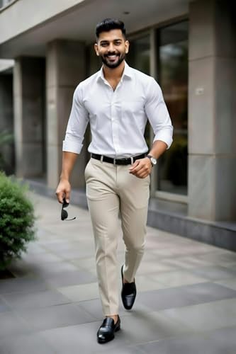 Image of Men's Formal Shirt and Trouser Combo Set | Slim Fit Stylish Office Wear | Premium Cotton Blend Shirt Pant Set for Men | Top & Bottom Clothing Set