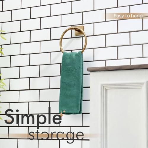 Image of KOKOSIRI Hand Towel Holder Wall Mounted Towel Ring Bathroom Accessories Shower Towel Hanger Rack Stainless Steel Champagne Bronze, B3010CPG