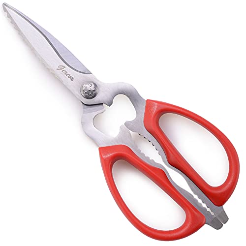 Küchenschere aus Edelstahl, zum Schneiden von Gemüse, Huhn, Geflügel, Fleisch, roter Griff Cover