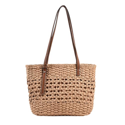 Bolso tote bohemio de paja tejido a mano con correa ajustable miniatura 1