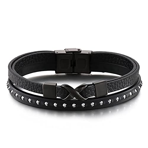 Bracelet en Cuir 2 Rangs KnSam Parfait pour Vos Sorties Rock et Concerts Punk