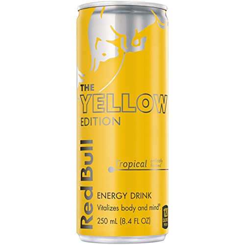 Image of Red Bull Yellow Edition Energy Drink, Tropical | 80mg Caffeine | Contains Taurine & B Vitamins | 8.4 Fl Oz | 8 Pack