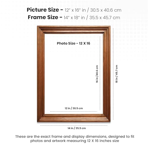 Image of Handmade Wooden Rectangular Photo Frame, 12 x 16 inch Display for Artworks, Pictures and Photos of Your Loved Ones, Best for Home, Office, Wall Decor, Living Room, Bedroom, Warm Walnut