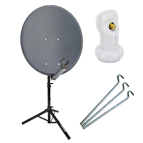 Camping SAT Anlage 60cm Satellitenschüssel mit Single LNB inkl. Dreibein Stativ 3X Stahl-Heringe