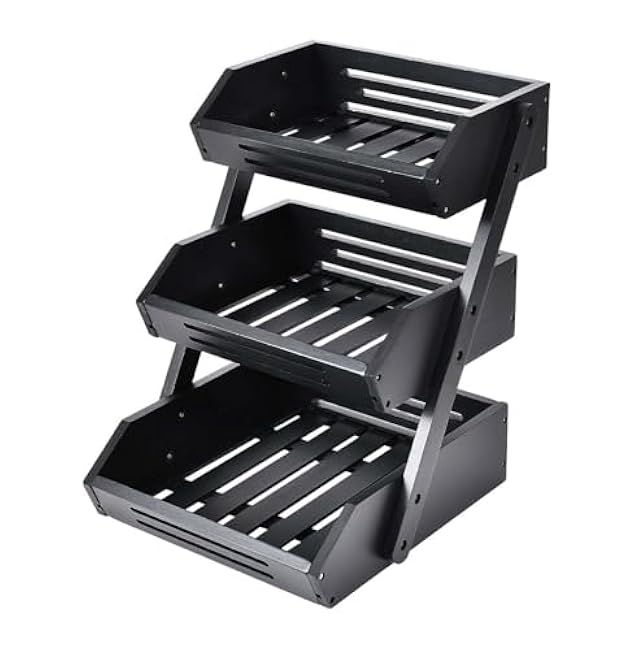 3-Tier Bamboo Fruit Basket, Kitchen Counter Organizer - Vegetable & Snack Holder, 15mm Thick - Self-Assembly
