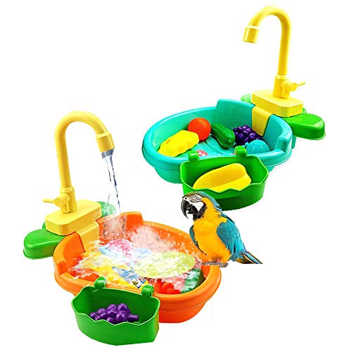 Keersi Bird Automatic Bathtub Swimming Pool Toy Bath Shower Water Dispenser for Parrot Parakeet Cockatiel Conure African Grey Cockatoo Amazon Macaw Lovebird Budgie Finch Canary Cage Healthy - Thumbnail 4