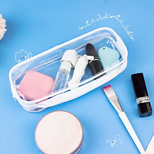 Odowalker 30 Pcs Clear Pvc Zipper Pencil Bag, Clear Pencil Case,Toiletries Exam Pen Pencil Pouch Case Large Capacity Travel Bag Makeup Pouch For Office Stationery School And Travel, White #TOP4