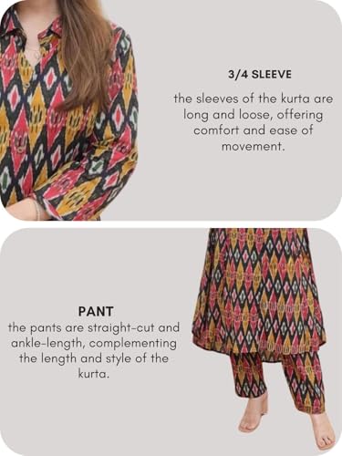 Image of DHRUVI TRENDZ Co Ord Set For Women Stylish | Kurti Set For Woman | Short Kurti For Women | Anarkali Suit For Women's | Ethnic Indian Traditional Outfit for Functions & Puja | Festive Co ord Set 3 /4 Sleeve