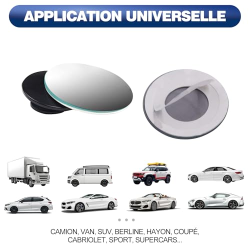 Spurtar Lot de 2 Rétroviseurs Extérieurs d'Angle Mort Ronds pour Voiture – vue 7