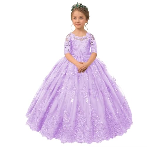 Flower Girl Dresses for Wedding Appliques Flower Girl Dress Pageant Dresses with Sleeves Party Ball Gown