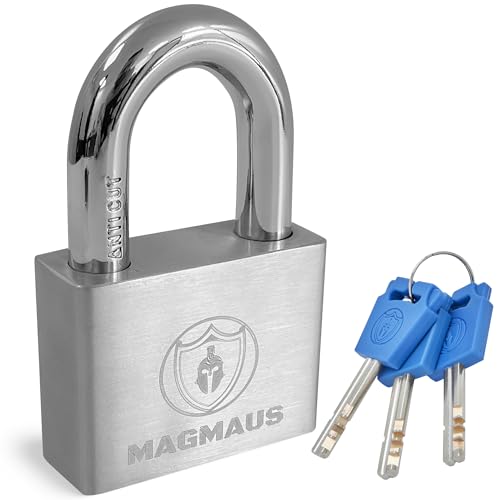 Magmaus® PDL/50 [Nicht Rostend] Schweres Vorhängeschloss für den Außenbereich wetterfest - [10mm Anti-Cut-Bügel] - [Hochsicherheitsschutz] - Ideales Tor- oder Schuppenschloss (50 mm)