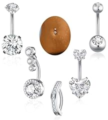 Silver Clear Classic Belly Button Rings