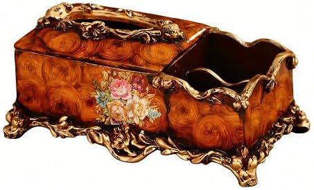 Tissue Box Cover Rectangular, Multifunctional Remote Control Holder, Vintage Rectangle Tissue Box Cover, Desktop Storage Box, for Bathroom Home Office Decor (D)