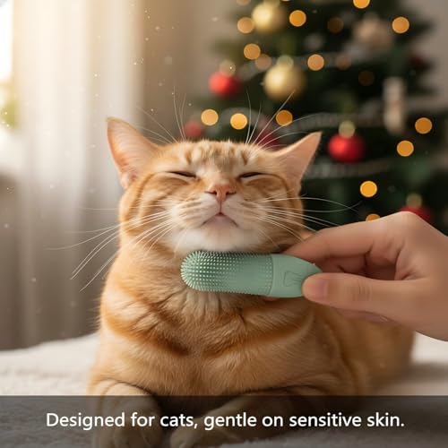 Image of JBD Dog Toothbrush and Cat Oral Care Set | Finger Toothbrush for Small /Large Pets | Puppy Tooth Brushing Kit with Double Sided Brush | Cleans Teeth & Removes Tartar | 3-Piece Pet Dental Care (Beige)