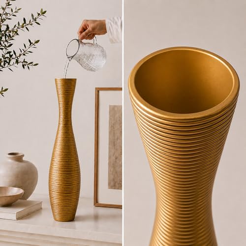 Image of Leewadee Large Floor Vase 20 inches Polyresin for Pampas Grass, Dried Flowers