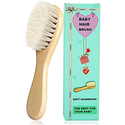 Molylove Baby Hair Brush, Wooden Goat Bristles Hair Brush for Newborns & Toddlers, Ideal for Cradle Cap, Perfect Baby Registry Gift, Hypoallergenic, 1 Count Cover