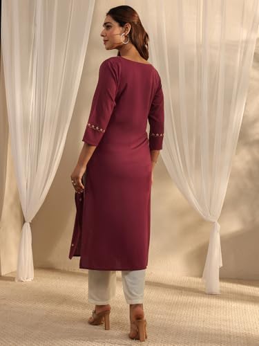 Image of Libas Embroidered Cotton Straight Kurta | Ethnic wear | Bridal Suit | Wedding Dress | Occasion wear