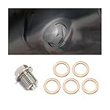 Tioollev M14×1.5 Magnetic Oil Drain Plug, Aluminum Stainless Steel Sump Drain Nut Bolt with 5 Copper Crush Washer, Universal Leak-proof Replacement Car Accessories for Most Vehicles (M14×1.5)