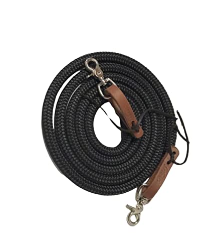 yacht rope rein with water loops and trigger snaps black