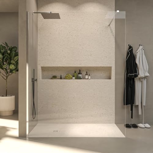 VAROBATH | Mampara de Ducha FRESH Panel Fijo 6mm - Vidrio Templado de Seguridad con Tratamiento Antical (Perfilería Cromo, 70 X 200 CM)