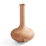 Qedertek Vase Version Ultrasonic Essential Aromatherapy Oil Diffuser with Adjustable Mist Mode, Waterless Auto Shut-off Function, Wood Grain
